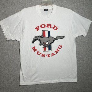 Vintage Best Fruit Loom T-Shirt Tee‎ Short Sleeve Ford Mustang White Single XL